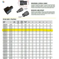 Riduzione a codolo lungo, diametro 180-125 PE100 SDR11 PFA/PN16 12ERD1812