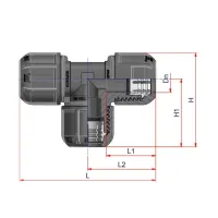 Raccordo a Tee 90° Nupi - diametro 16x16x16 mm in PE 10KT16