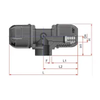 Raccordo a Tee 90° filettato Nupi femmina - diametro 20x20 mm - 1/2" in PE 10KTF2012