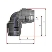 Raccordo a gomito 90° Nupi diametro 20x20 mm in PE 10KG20