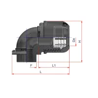 Raccordo a gomito 90° Nupi femmina - diametro 20 mm - 1/2" in PE 10KGF2012