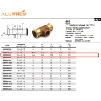 Tee con derivazione filetto F ø15 x 1/2"F x 15 AESPRES in rame a pressare 689102015