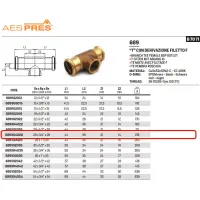 Tee con derivazione filetto F ø28 x 3/4"F x 28 AESPRES in rame a pressare 689304028