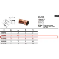Curva 45° FF ø22 AESPRES in rame a pressare 681022450