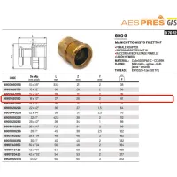 Manicotto misto filetto F ø18 x 1/2"F AESPRES GAS in rame a pressare 690102018G