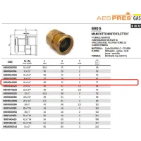 Manicotto misto filetto F ø18 x 3/4"F AESPRES GAS in rame a pressare 690304018G