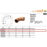 Curva 90° FF ø18 AESPRESS GAS in rame a pressare 681018900G