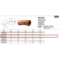 Curva 45° MF ø22 AESPRES GAS in rame a pressare 681022451G