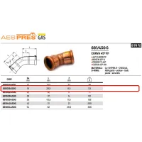 Curva 45° FF ø18 AESPRES GAS in rame a pressare 681018450G