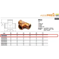 Tee femmina ø15 AESPRES GAS in rame a pressare 682015000G