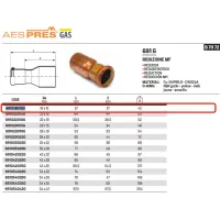 Riduzione MF ø18 x 15 AESPRES GAS in rame a pressare 691018015G