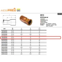 Riduzione MF ø28 x 18 AESPRES GAS in rame a pressare 691028018G