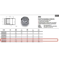 Tappo calotta esagonale zincata ø1"1/4 F 300114004