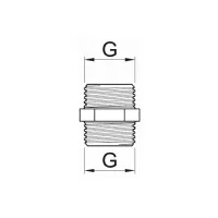 Nipplo niples vite doppia con esagono in ottone cromato - Misura 1/2" 00390400CR