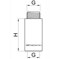 Prolunga maschio/femmina in ottone cromato - Misura G 1/2" H.50 mm 00514050CR