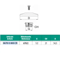 Tappo copriforo con rosone in ottone cromato - Misura 1/2" 06700400CR