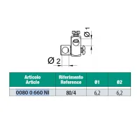 Morsetto snodino doppio in ottone nichelato - Misura ø6,2 x 6,2 00800660NI