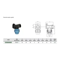 1034 Raccordo murale a gomito ø20x1/2" PP 1034020002001