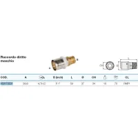 Raccordo diritto maschio 26x3 x 1" - Pexal Brass - raccordo a pressare VS0170231