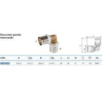 Raccordo gomito intermedio 20x2,5 x 20x2,5 - Pexal Brass - raccordo a pressare VS0170411