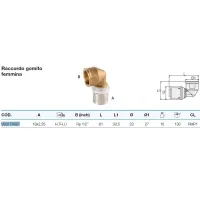 Raccordo gomito femmina 16x2,25 x 1/2" - Pexal Brass - raccordo a pressare VS0170607