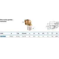 Raccordo gomito femmina 20x2,5 x 1/2" - Pexal Brass - raccordo a pressare VS0170623