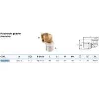 Raccordo gomito femmina 40x3,5 x 1"1/4 - Pexal Brass - raccordo a pressare VS0130927