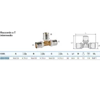 Raccordo a Tee intermedio 16x2,25 - Pexal Brass - raccordo a pressare VS0170705