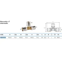 Raccordo a Tee intermedio 40x3,5 x 40x3,5 x 40x3,5 - Pexal Brass - raccordo a pressare VS0131125