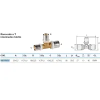 Raccordo a Tee intermedio ridotto 20x2,5 x 16x2,25 x 16x2,25 - Pexal Brass - raccordo a pressare VS0170817