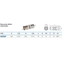 Raccordo diritto intermedio 26x3 x 26x3 - Pexal Brass - raccordo a pressare VS0170013