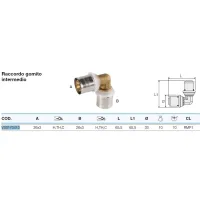 Raccordo gomito intermedio 26x3 x 26x3 - Pexal Brass - raccordo a pressare VS0170413