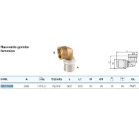 Raccordo gomito femmina 26x3 x 3/4" - Pexal Brass - raccordo a pressare VS0170635