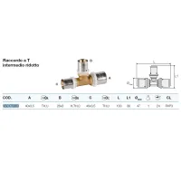 Raccordo a Tee intermedio ridotto 40x3,5 x 26x3 x 40x3,5 - Pexal Brass - raccordo a pressare VS0170863