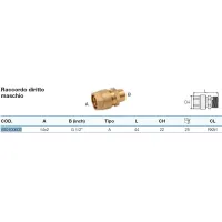 Raccordo diritto maschio 14x2 x 1/2" Pexal Twist con portagomma separabile VS0100603