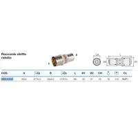 Raccordo diritto ridotto 26x3 x 20x2,5 - Pexal Brass - raccordo a pressare VS0170133