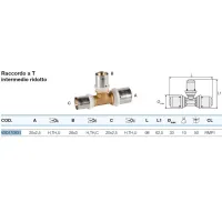 Raccordo a Tee intermedio ridotto 20x2,5 x 26x3 x 20x2,5 - Pexal Brass - raccordo a pressare VS0170831