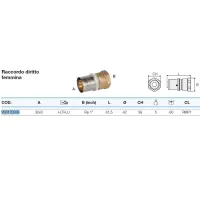 Raccordo diritto femmina 32x3 x 1" - Pexal Brass - raccordo a pressare VS0170339