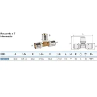 Raccordo a Tee intermedio 32x3 - Pexal Brass - raccordo a pressare VS0170715