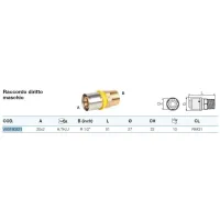 Raccordo diritto maschio 20x2 x 1/2" - Pexal Gas - raccordo a pressare VS0180221