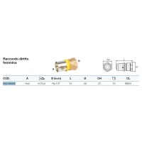 Raccordo diritto femmina 16x2 x 1/2" - Pexal Gas - raccordo a pressare VS0180305