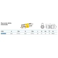 Raccordo diritto intermedio 20x2 x 20x2 - Pexal Gas - raccordo a pressare VS0180009