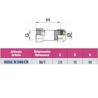 Prolunga in ottone cromato, calotta bassa, per rubinetto - Misura 3/8" x ø10 H.40 mm 0050B340CR