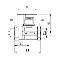 Valvola filettata per contatore gas bitubo 3/4" DN25 G243010000