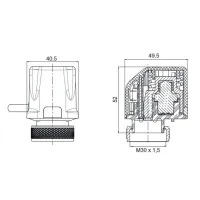 22CX Attuatore elettrotermico compatto 230V NC 4 fili (con interruttore ausiliario) ad azione on/off compatibile con valvole da radiatore termostatizzabili, valvole per fan-coil e collettori 22CX230NC4