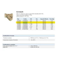 F21NOR Filtro a Y in ottone DN 1" con rete in acciaio INOX estraibile (AISI 304) - Capacità filtrante 500 μm F21NOR25