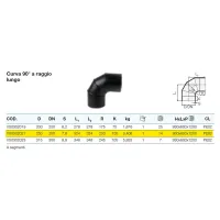 Curva 90° a raggio lungo polietilene PEHD ø250 mm (a segmenti) VS0302021