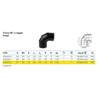 Curva 90° a raggio lungo polietilene PEHD ø315 mm (a segmenti) VS0302023