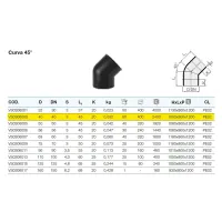 Curva 45° polietilene PEHD ø40 mm VS0306003