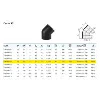 Curva 45° polietilene PEHD ø63 mm VS0306007